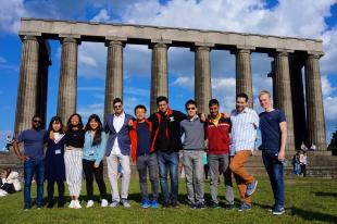 University of Edinburgh students gathered for a group photograph at the top of Calton Hill