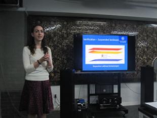 Maggie Creed giving a seminar at Tsinghua University