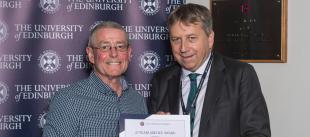 Kevin Tierney receives Long Service Award from University of Edinburgh Principal, Professor Peter Mathieson