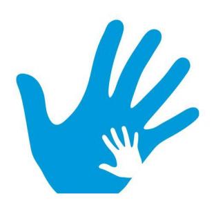 Image of small hand over large hand (child parent symbolism)