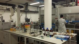 Researcher working in the Catalysis Design Laboratory at the School of Engineering, University of Edinburgh